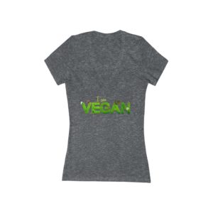 I Am Vegan Printed Women’s Jersey Short Sleeve Deep V-Neck Tee